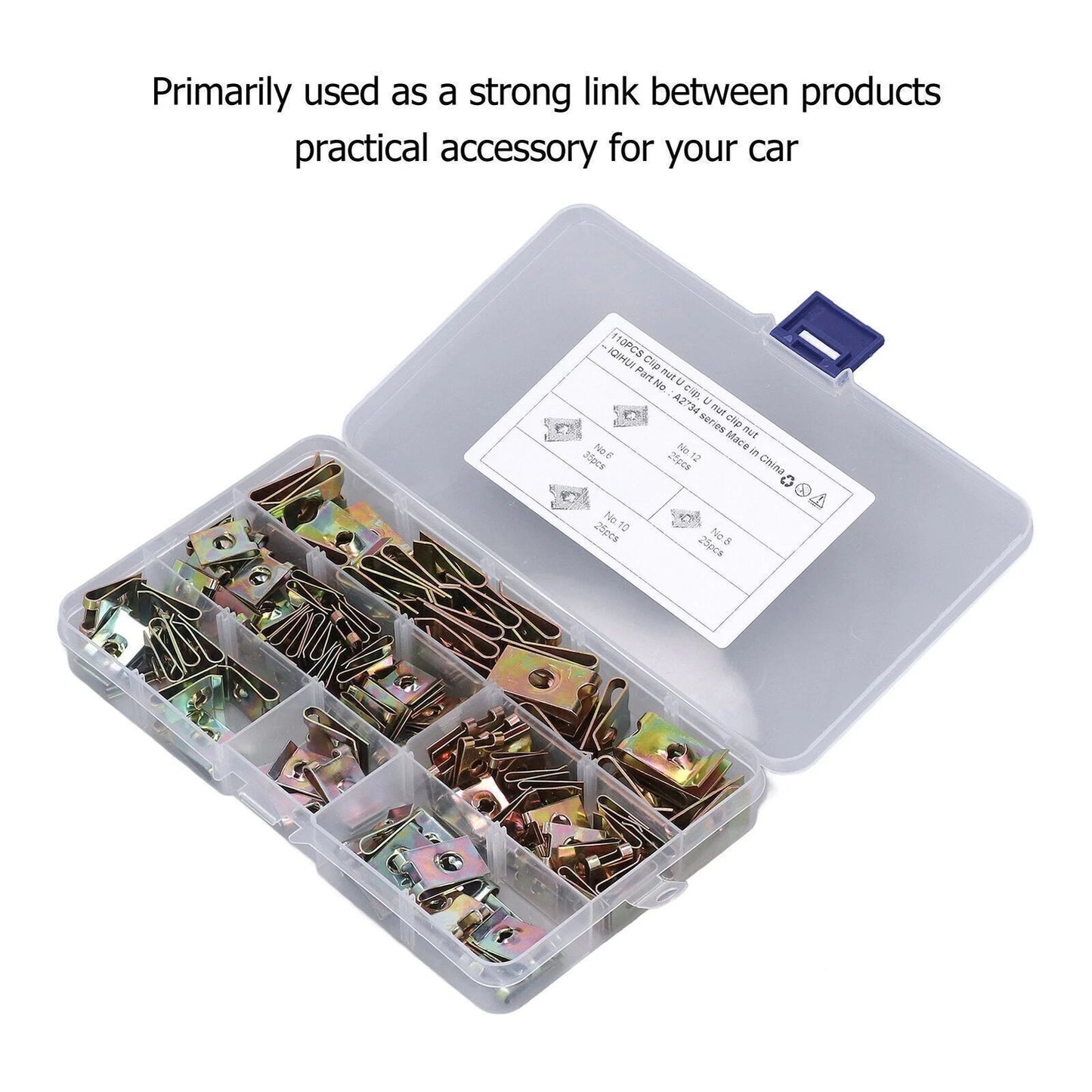 110pcs M6 M8 M10 M12 U Nuts Speed U Clip Galvanised Automotive Trim Fastener