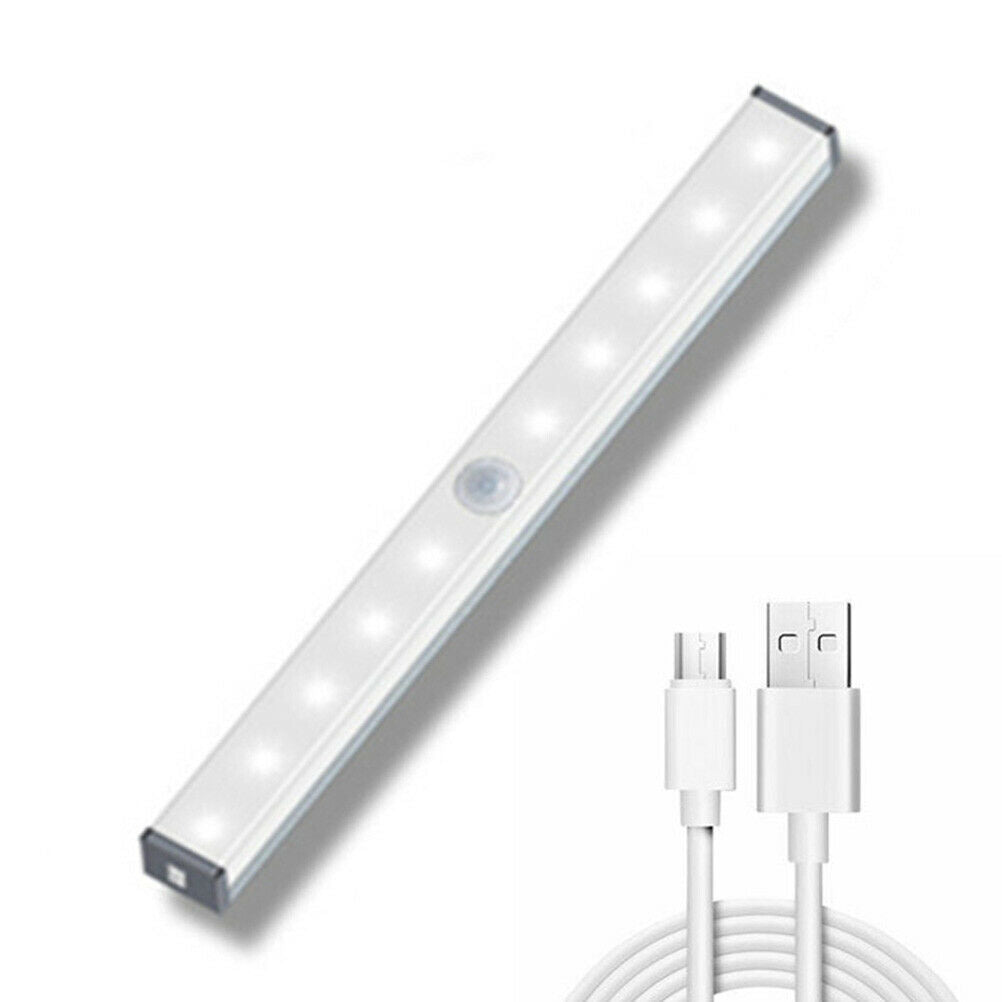 10CM/ 20CM/ 30CM LED Wireless PIR Motion Sensor Closet Lights USB Rechargeable Light Strips Lamp