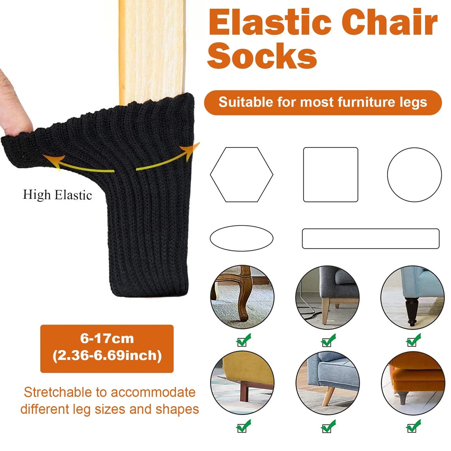 4PCS Knitted Table Chair Leg Socks Sleeve Floor Protector Furniture Feet Cover