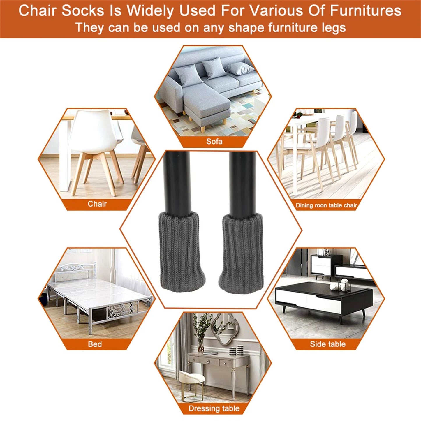 4PCS Knitted Table Chair Leg Socks Sleeve Floor Protector Furniture Feet Cover