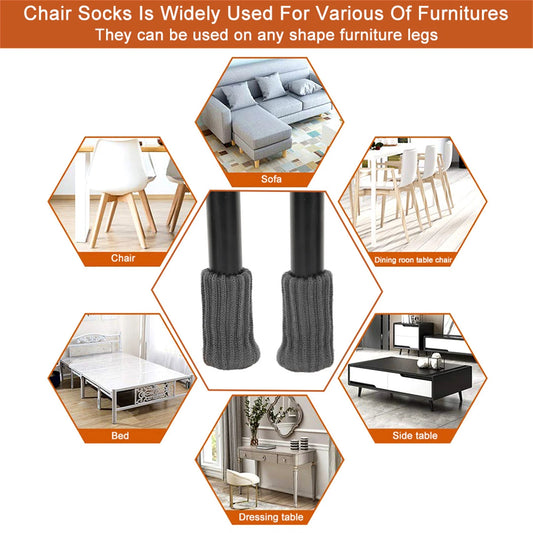 4PCS Knitted Table Chair Leg Socks Sleeve Floor Protector Furniture Feet Cover