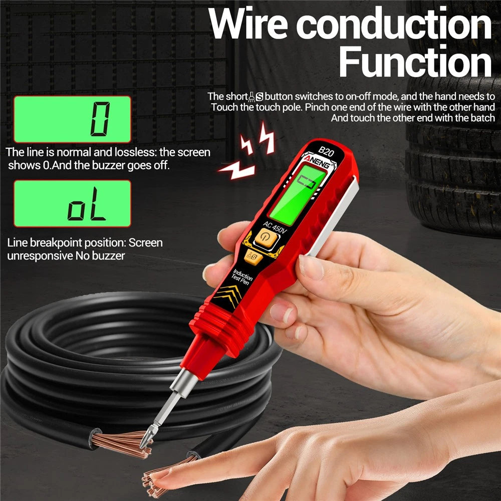 2026 New Voltage Electric Tester Volt Detector Test Pen AC Non-Contact Sensor (Black/ Red Random)