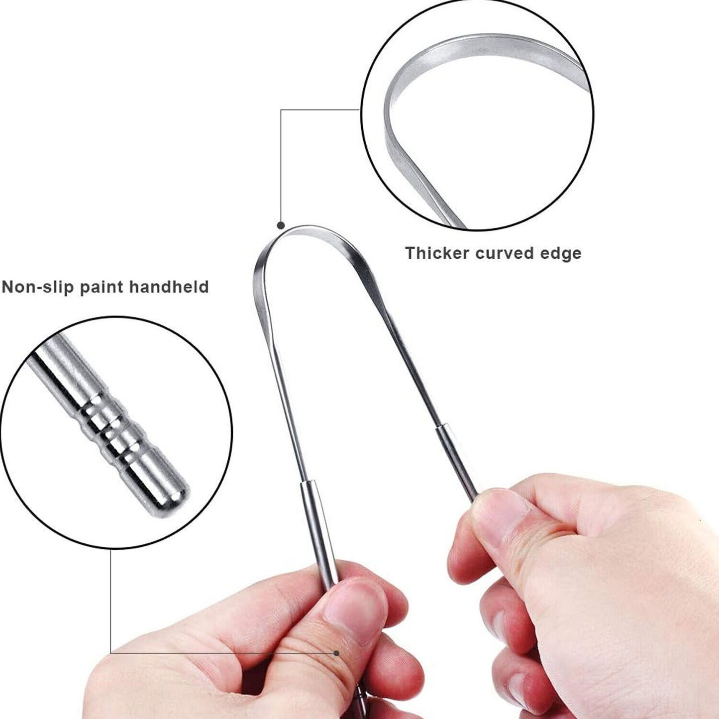 3pcs Stainless Steel Tounge Cleaner Scraper Dental Care Oral Hygiene Mouth Kit