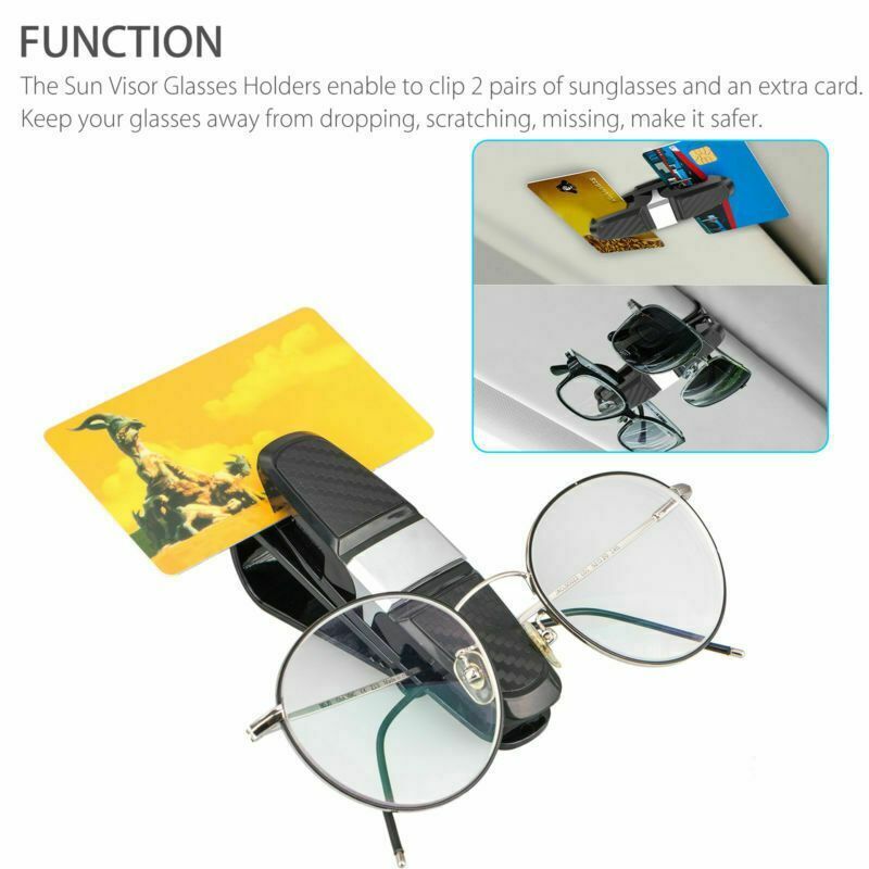 2PCS Car Glasses Holder Clip Case Sunglasses Eyeglasses Ticket Card Clip Holder