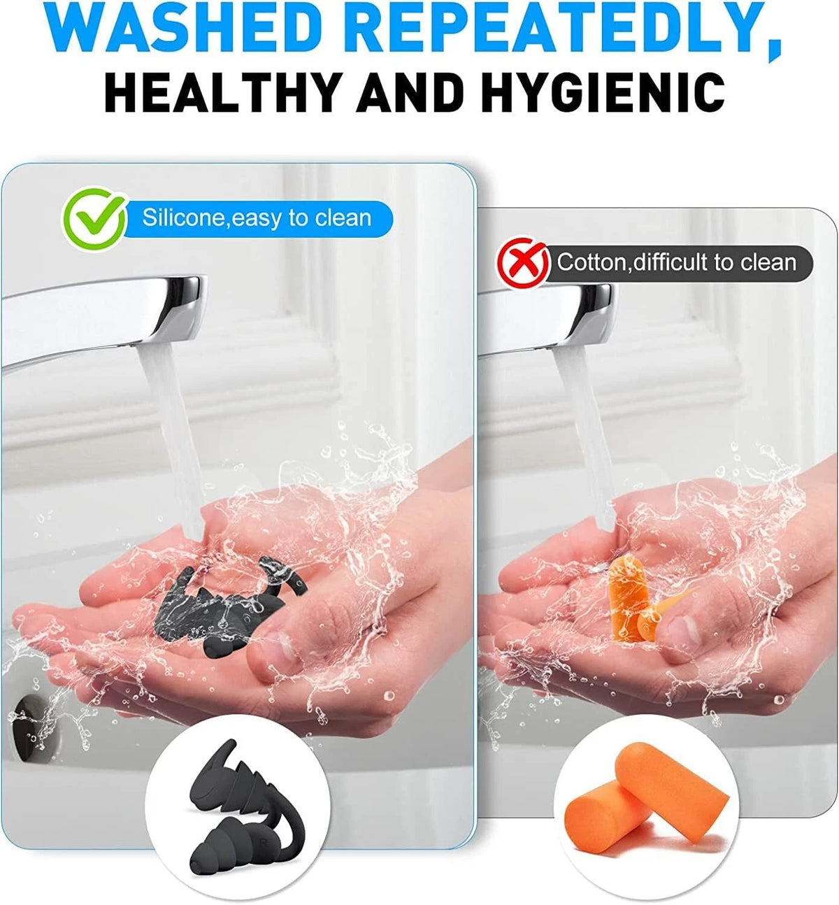 Ear Plugs for Sleeping Reusable Soft Silicone Ear Plugs for Noise Reduction