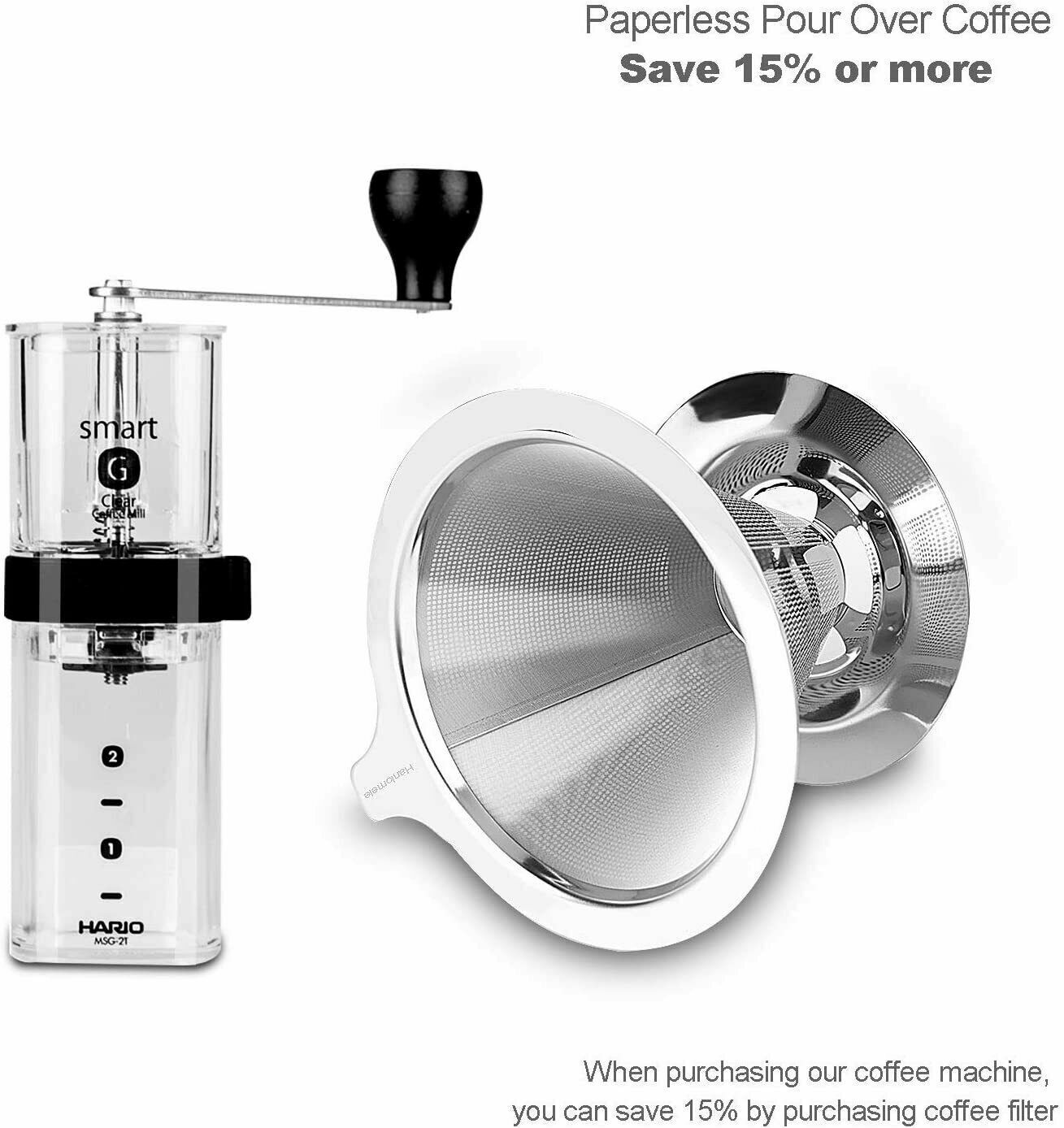CLEARANCE- Reusable Coffee Tea Cup Drip Filter Mesh Holder Stainless Steel Pour Over Funnel