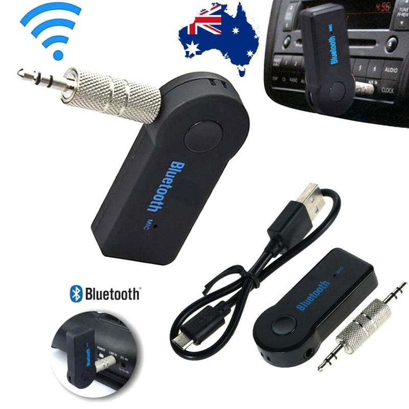 Wireless Bluetooth 3.5mm AUX Audio Stereo Music Home Car Receiver Adapter Mic
