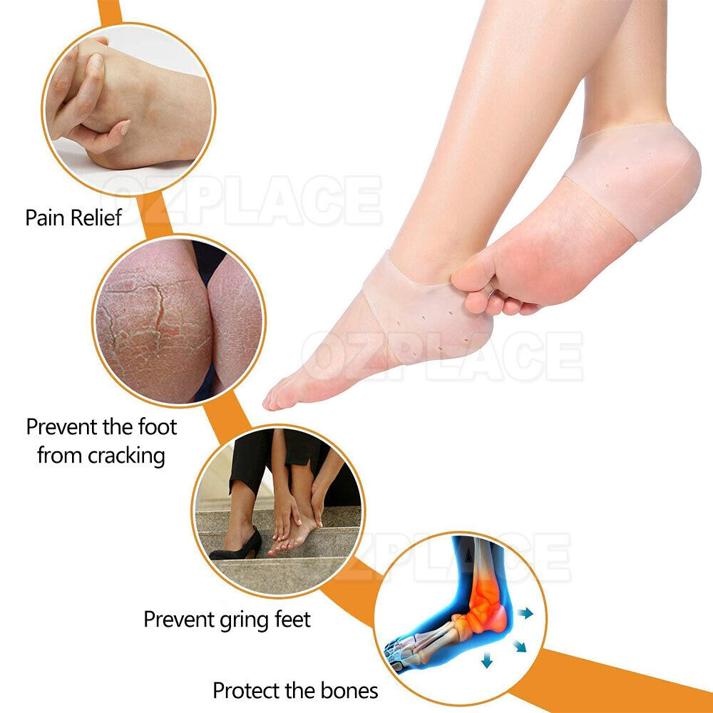 A Pair Silicone Gel Heel Socks Cracked Foot Skin Care Protector Sleeve Pain Relief