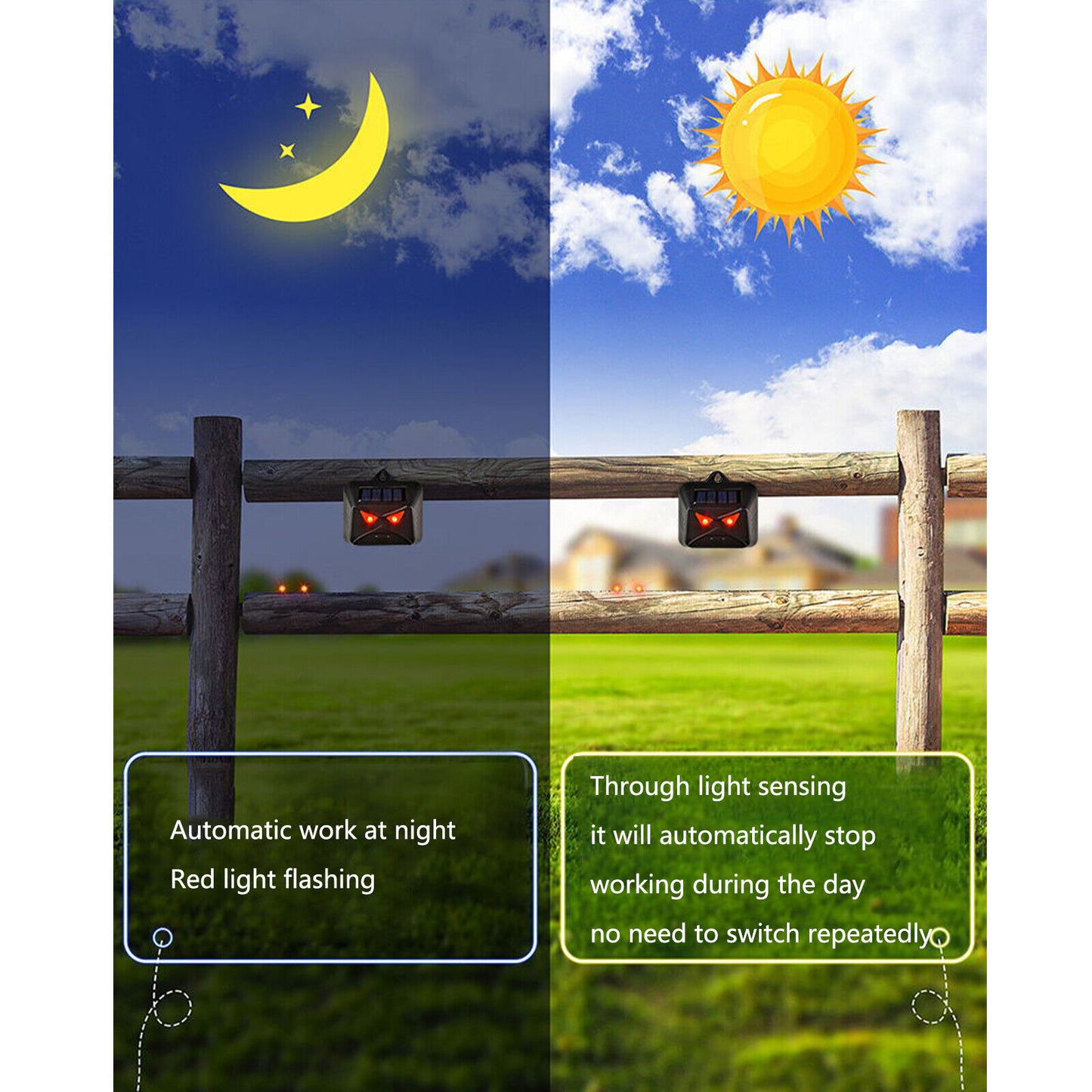 2pcs Solar Animals Repeller Red LED Nocturnal Predator Deterrent Lights Devices