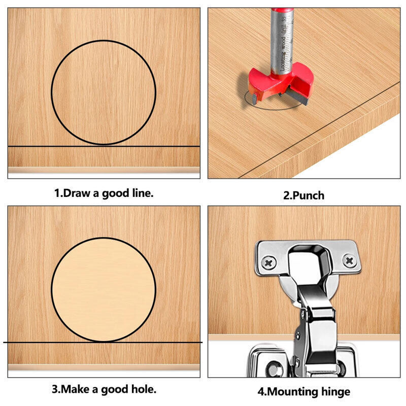 35mm Concealed Hinge Hole Jig Kitchen Cabinet Doors With Drill Bit Tool Set