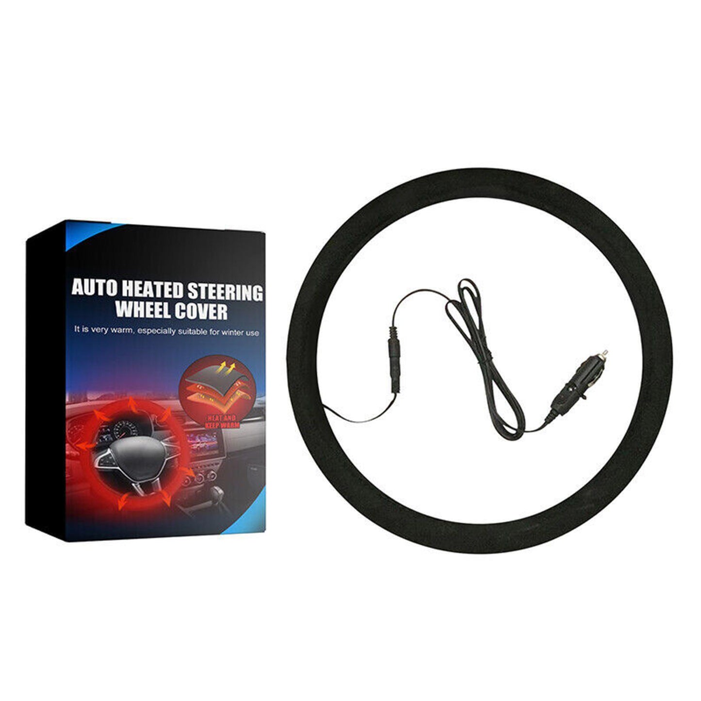 CLEARANCE- 12V Car Auto Heated Steering Wheel Cover Non-slipHeating Universal
