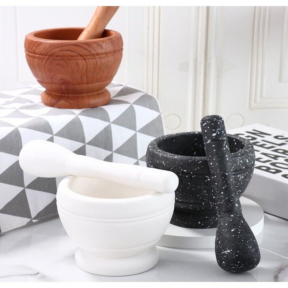 Multifunction Quality Hardwood Garlic Herbs Kitchen Mortar Pestle Gri