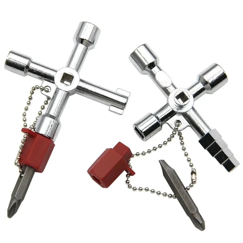 4 in 1 Utility Cross Key Wrench Triangle Square Cabinet Radiator Opening Tool