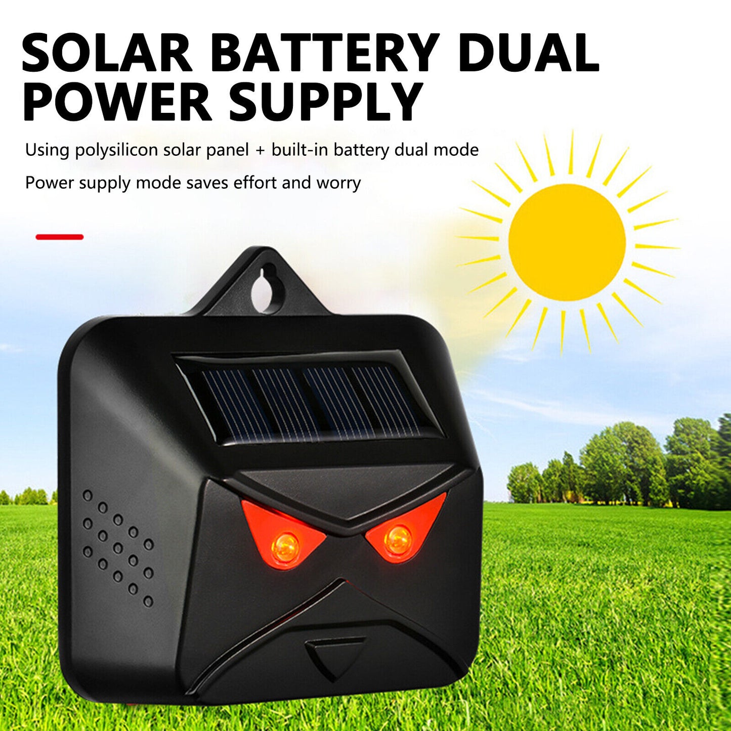 2pcs Solar Animals Repeller Red LED Nocturnal Predator Deterrent Lights Devices