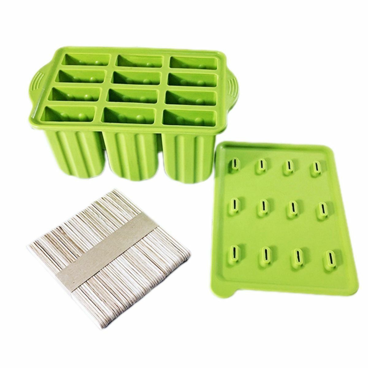Silicone Ice Cream Mould Block 12 Frozen Molds Icy Pole Jelly Popsicle Maker