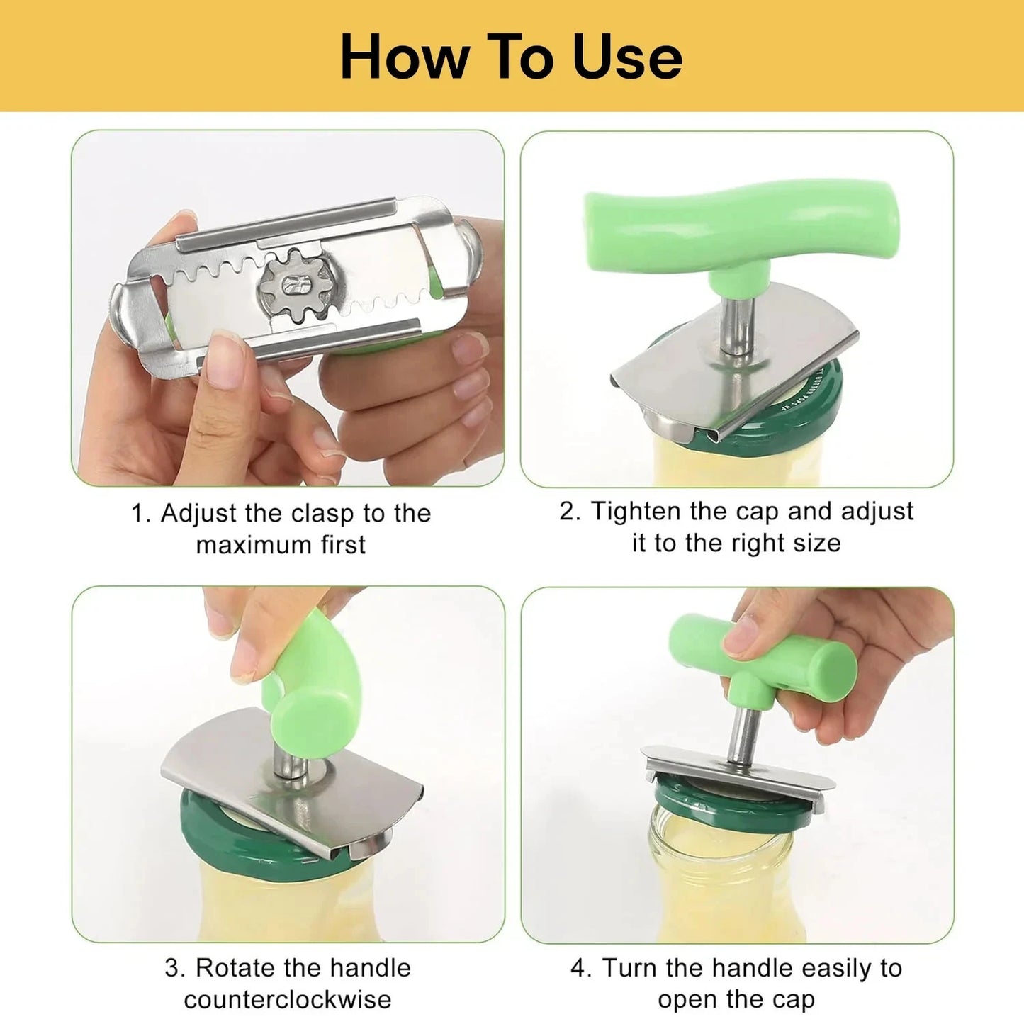Effortless Arthritis Jar Opener Easy & Adjustable Grip Jar Opener for Weak Hands