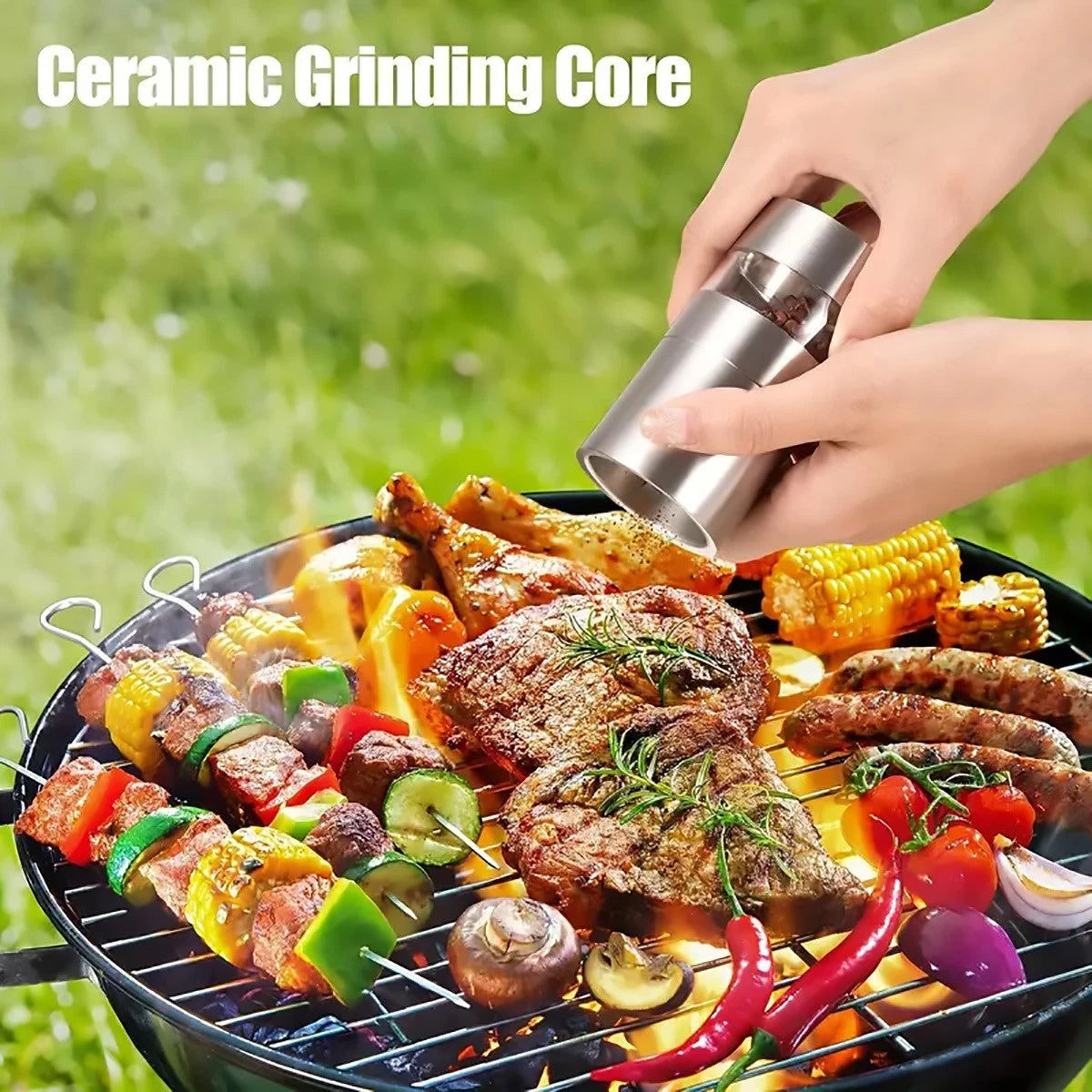 5 in 1 Stainless Steel Salt and Pepper Grinder Manual Spice Mill Kitchen Cooking