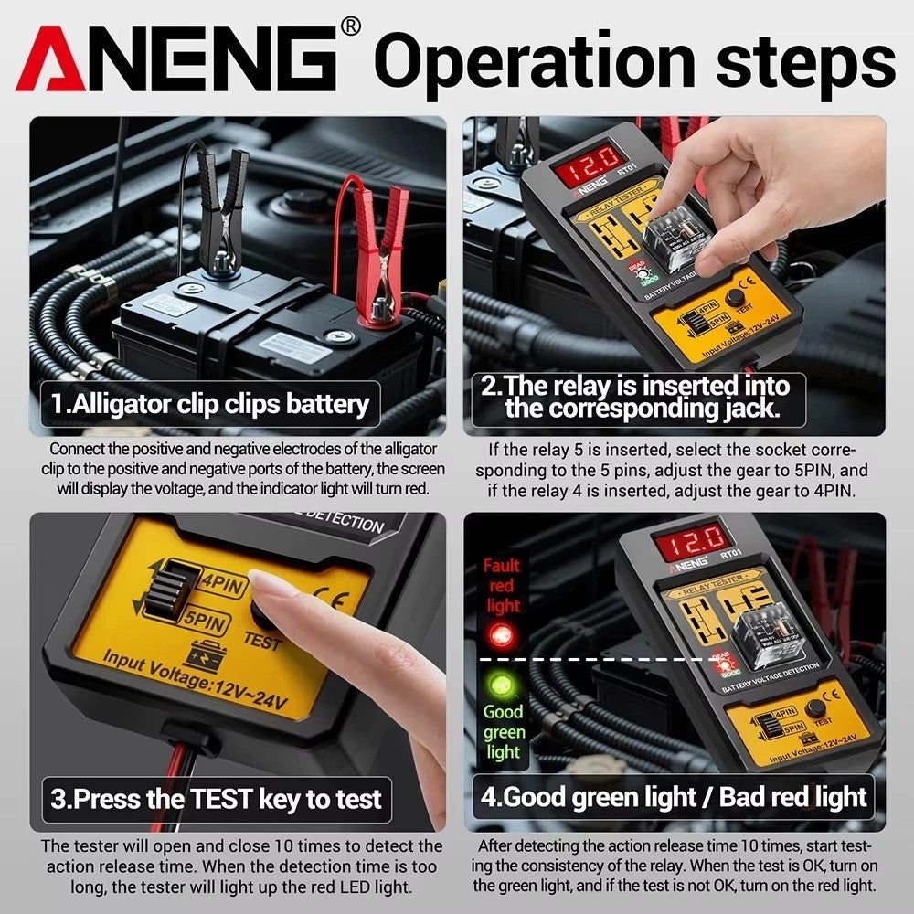 Car Relay Tester Auto Relay Diagnostic Tool 12-24V Car Battery Voltage Detector
