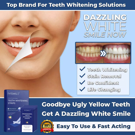 Dentist-Sertified 28pcs Teeth Whitening Strips Safe with Clean Gel Bleach Dental Care