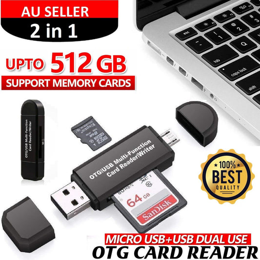 2 In 1 Micro USB OTG to USB 2.0 Adapter SD/Micro SD Card Reader For Smartphones