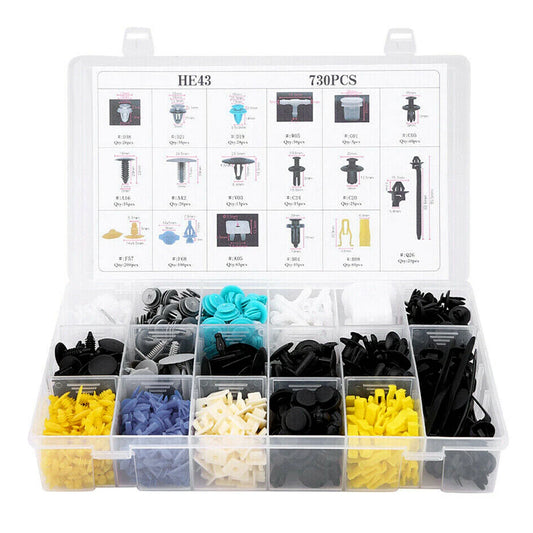 730PCS Car Body Plastic Push Pin Rivet Fasteners Trim Moulding Clip Assortments
