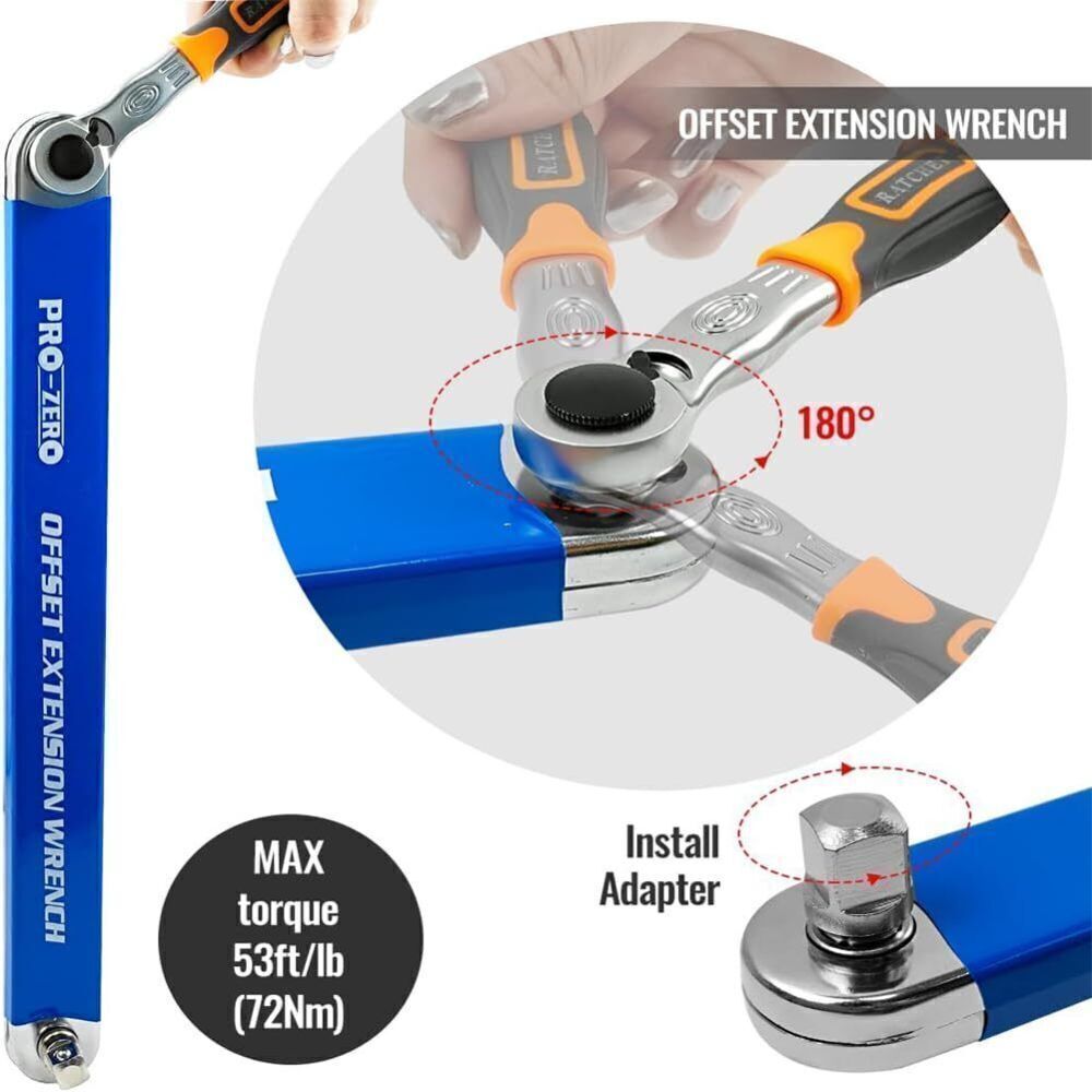 Universal Extension Wrench Set Offset Ratchet Spanner Extender Adapter