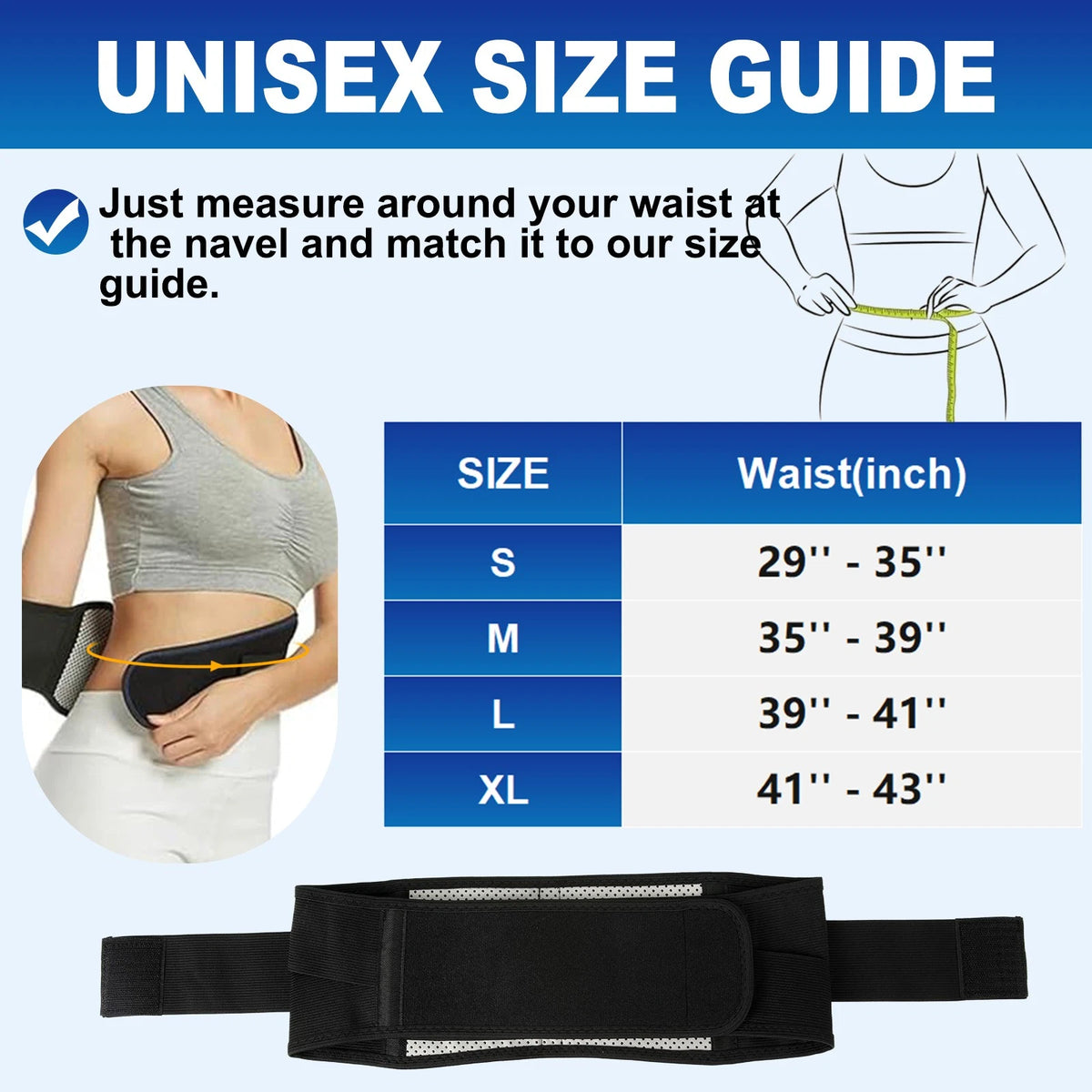 Magnetic Self-heat Waist Support Lower Back Brace Strap Pain Relief Therapy Belt