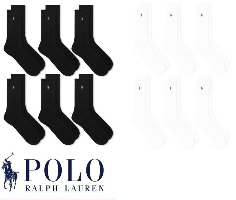 6 packs Polo Ralph Lauren Men's Women's Sports Cotton Crew Socks