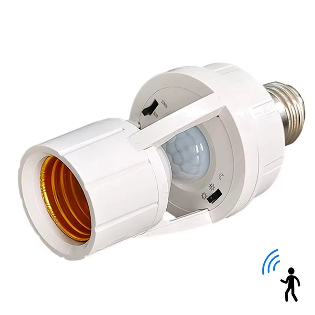 E27 PIR Motion Sensor Light Bulb Holder Adapter 360° Auto On Off