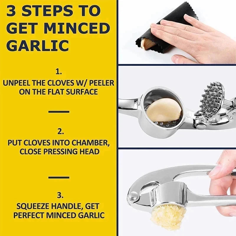 Heavy Duty Stainless Steel Garlic Press Crusher Ginger Squeezer Kitchen Mincer