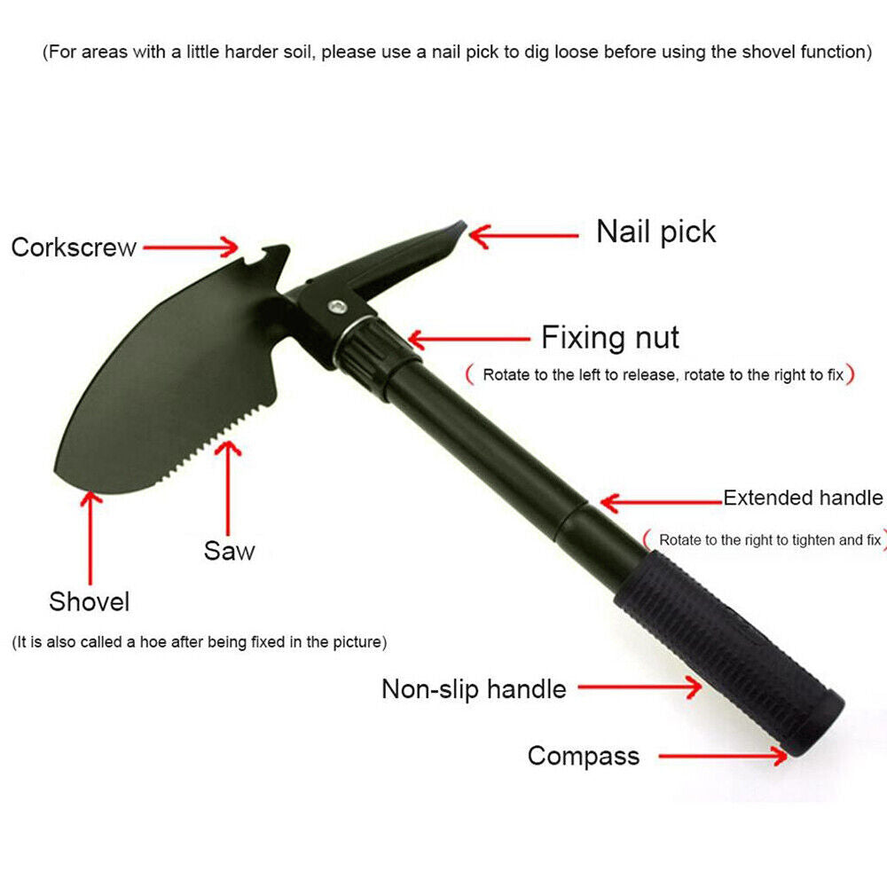 Multi-Tools Survival Folding Shovel Outdoor Garden Camping Hiking Spade Foldable