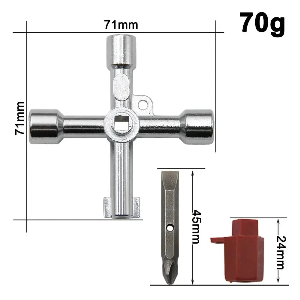 4 in 1 Utility Cross Key Wrench Triangle Square Cabinet Radiator Opening Tool