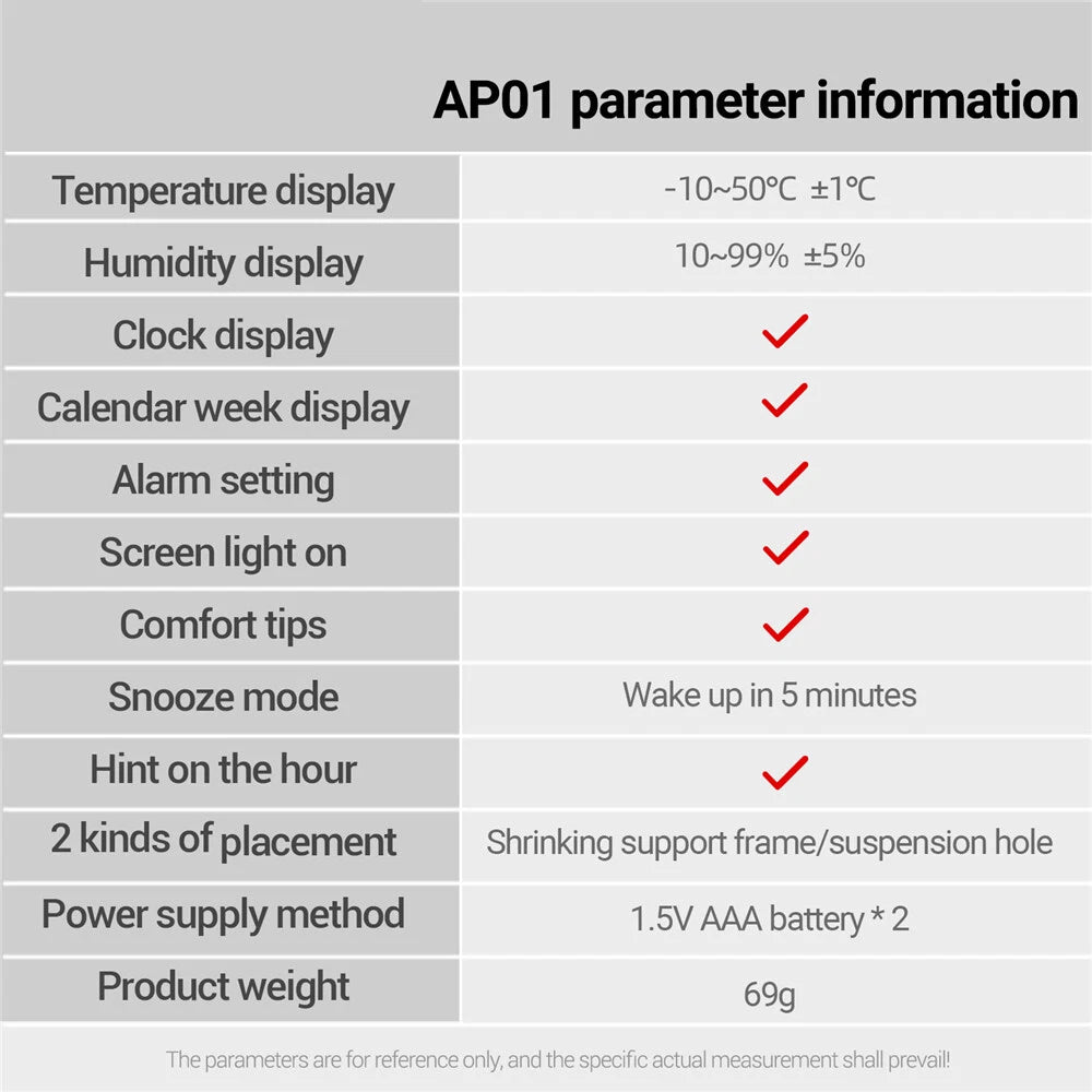Thermometer Indoor Digital LCD Hygrometer Temperature Humidity Meter Alarm Clock