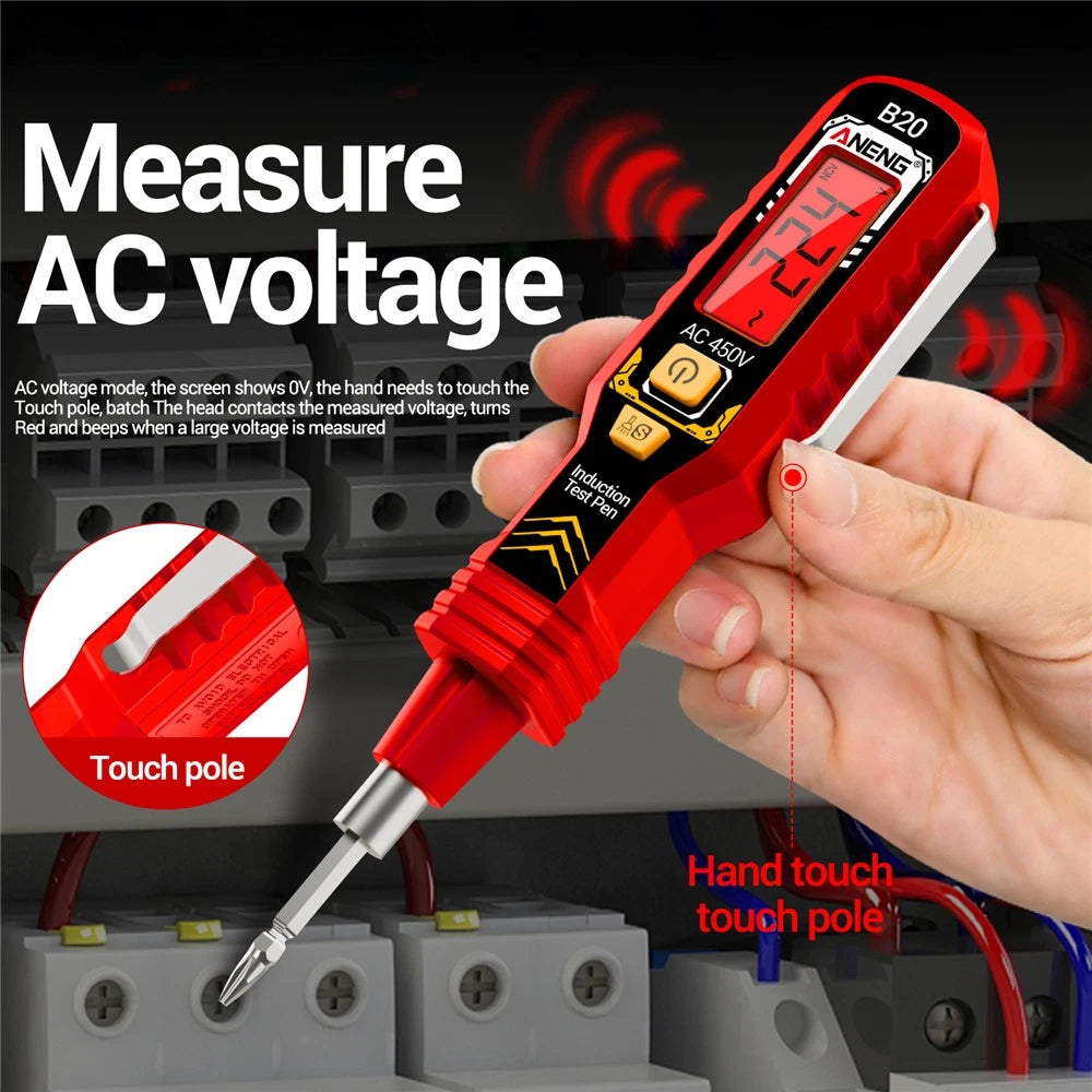 2026 New Voltage Electric Tester Volt Detector Test Pen AC Non-Contact Sensor (Black/ Red Random)
