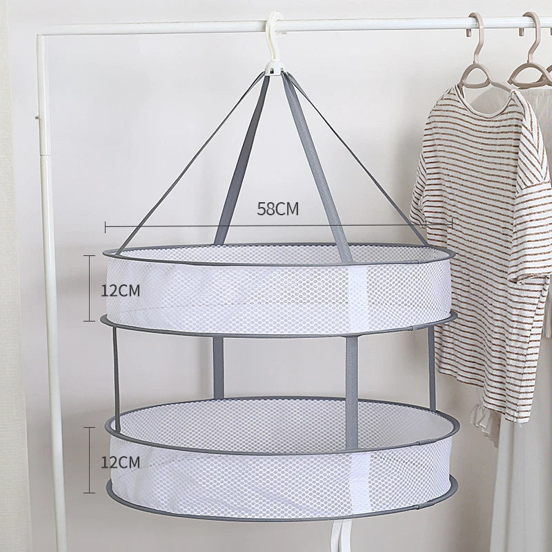 Double-Layer Drying Basket Compact Storage Faster Drying Organized Laundry