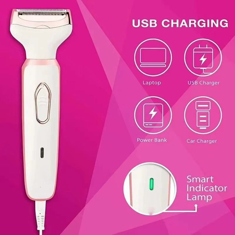 4 IN 1 Women's Electric Painless Shaver Leg Face Hair Removal Lady Razor Trimmer