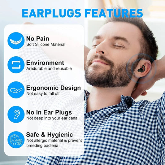 Ear Plugs for Sleeping Reusable Soft Silicone Ear Plugs for Noise Reduction
