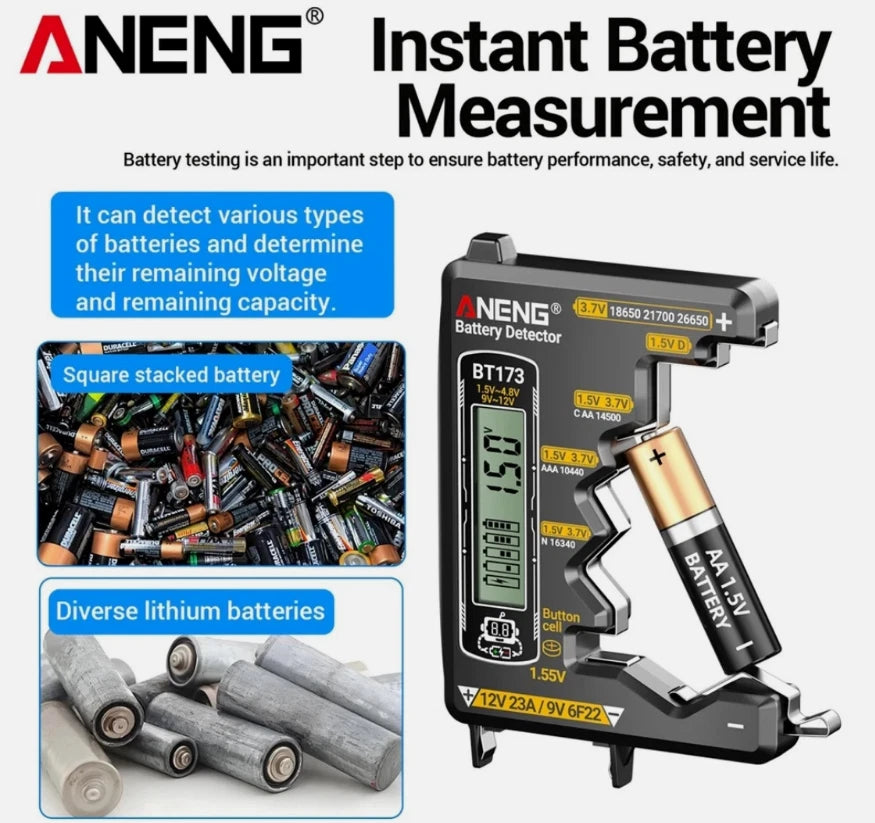 Universal Battery Tester ANENG BT173 Battery Detector Test C D AA AAA N 9V Cell