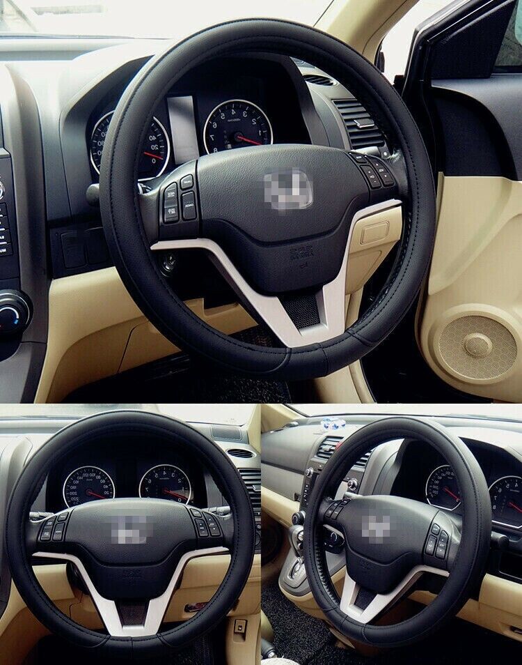 Universal Black Car Steering Wheel Cover Anti Slip PU Leather Comfortable 38cm