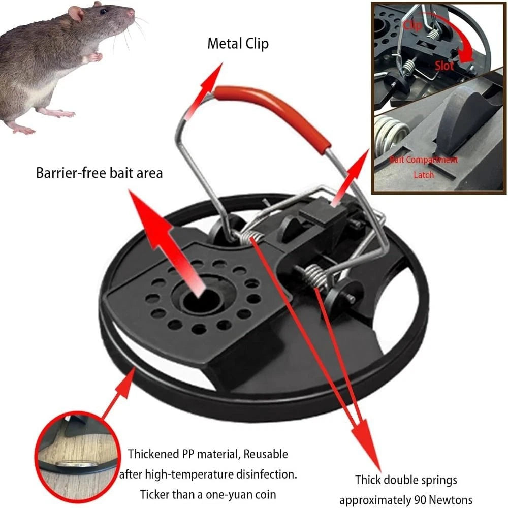 2PCS High-Efficiency Round Mouse Trap Black Mouse Catcher Home Garden
