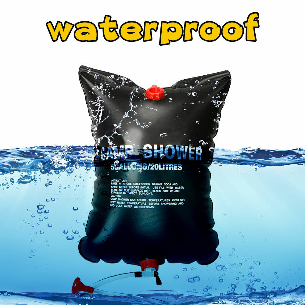 20L Camp Shower Bag Solar Heat Water Pipe Portable Camping Hiking Travel Outdoor