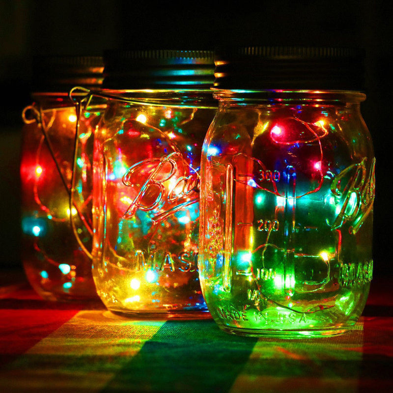 Fairy Light Solar String for Mason Jar Insert Color Changing Garden (Mason Jar Included)