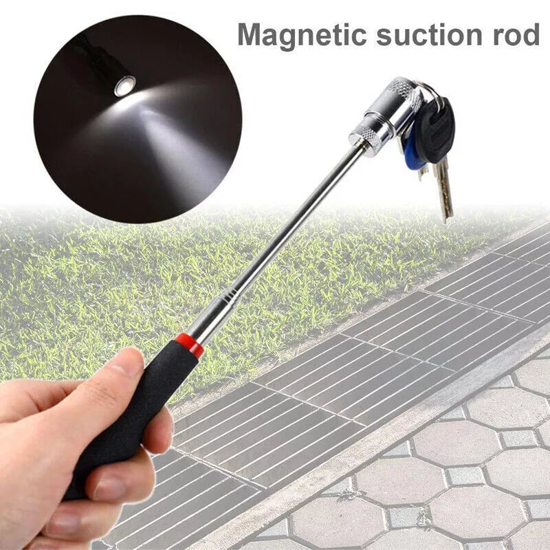 Magnetic Pick Up Tool 79CM Extendable Telescopic LED Torch Magnet Rod
