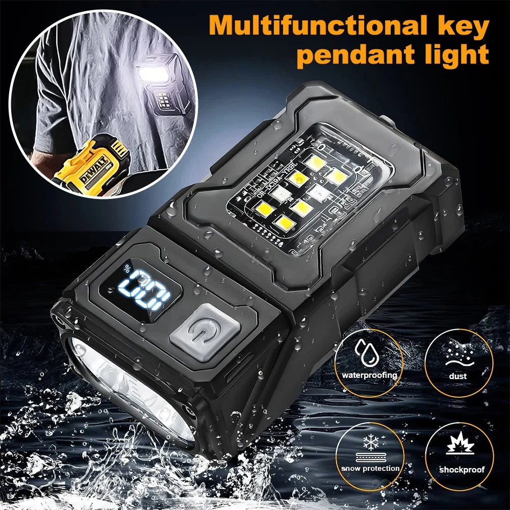 Multifunctional Mini LED Flashlight Pocket Work Light Dual Wicks Camping Torch