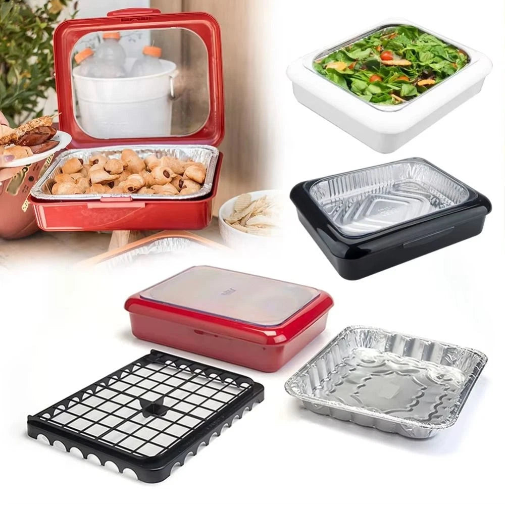 Plastic Foil Pan Carrier Stackable Portable Foil Pans Holder For Home Outdoor