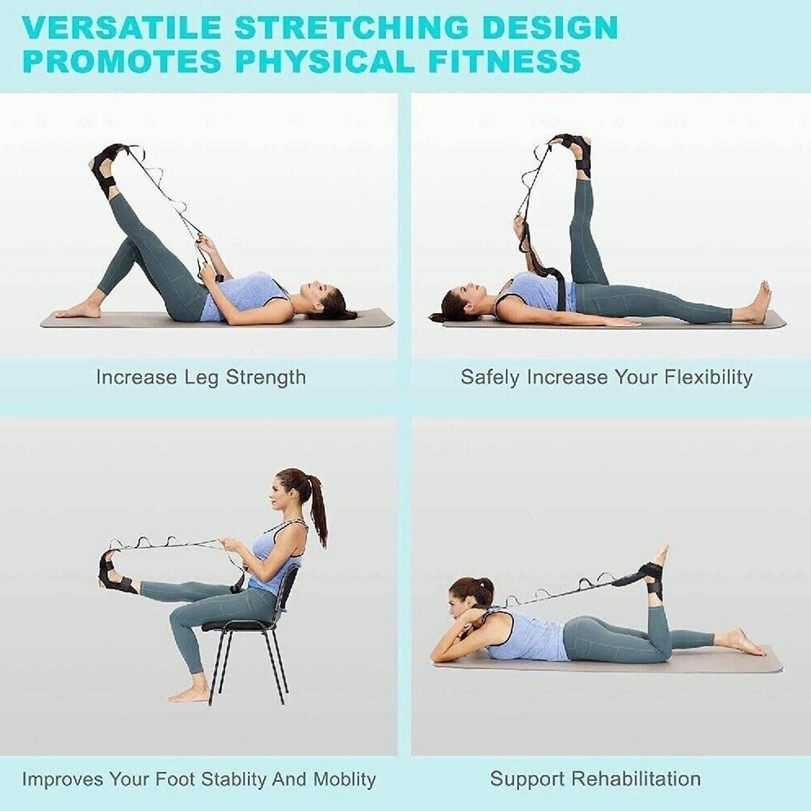 Yoga Flexibility Stretch Band Leg Fascia Stretcher Strap Ballet Training Belt