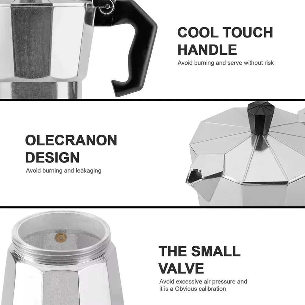 150ML Stove Top Italian Coffee Maker Moka Pot Espresso Latte Percolator