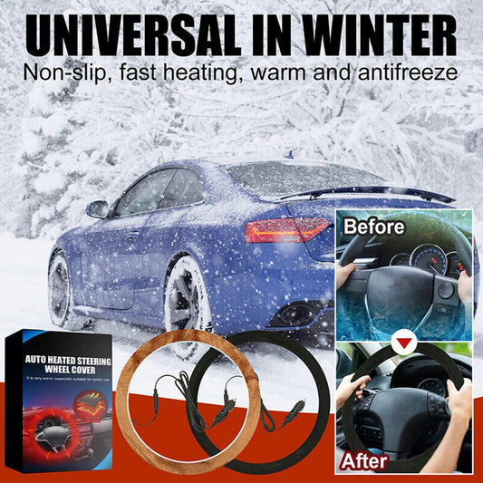 CLEARANCE- 12V Car Auto Heated Steering Wheel Cover Non-slipHeating Universal