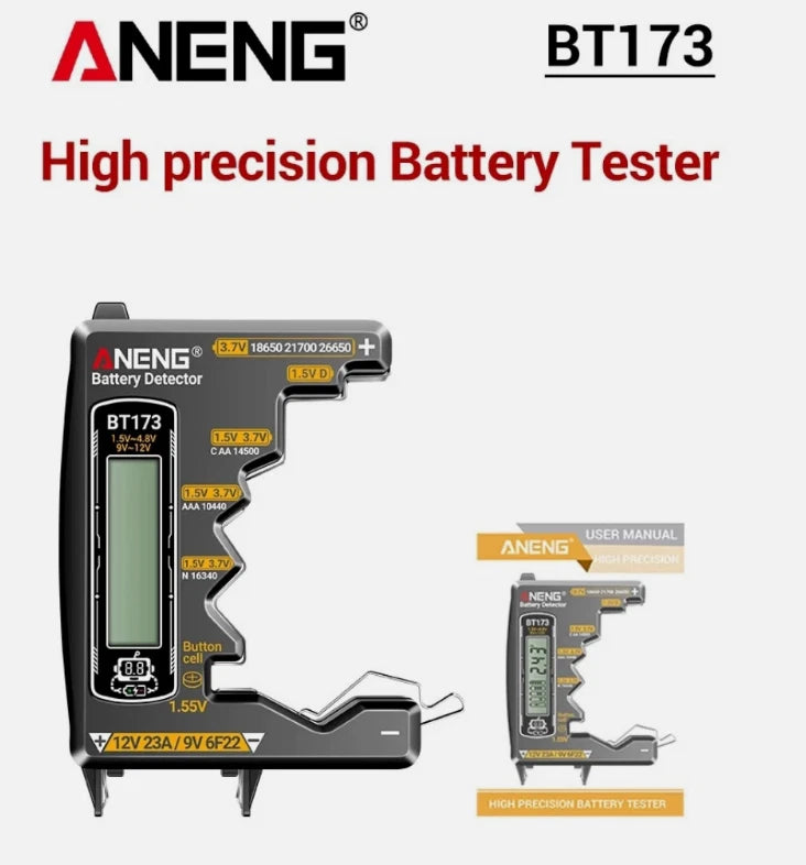 Universal Battery Tester ANENG BT173 Battery Detector Test C D AA AAA N 9V Cell
