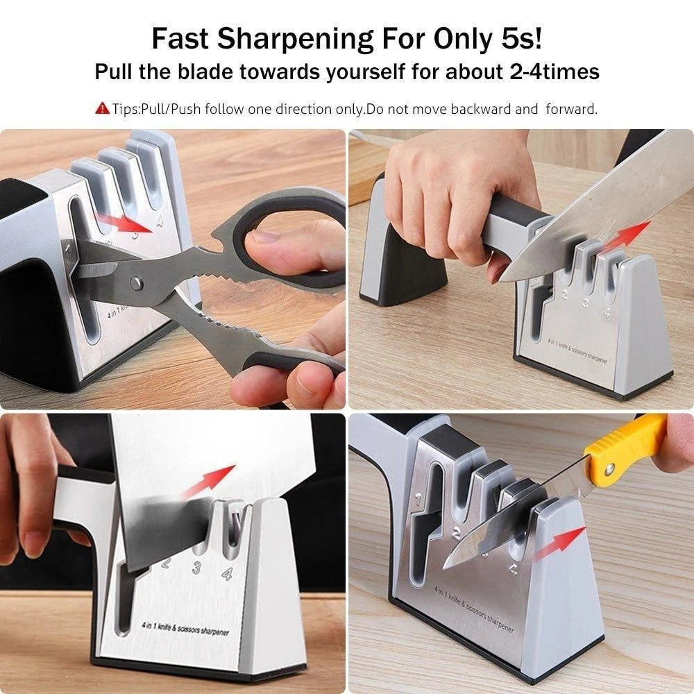 4-in-1 Knife and Scissors Sharpener - Multi-Stage Blade Care